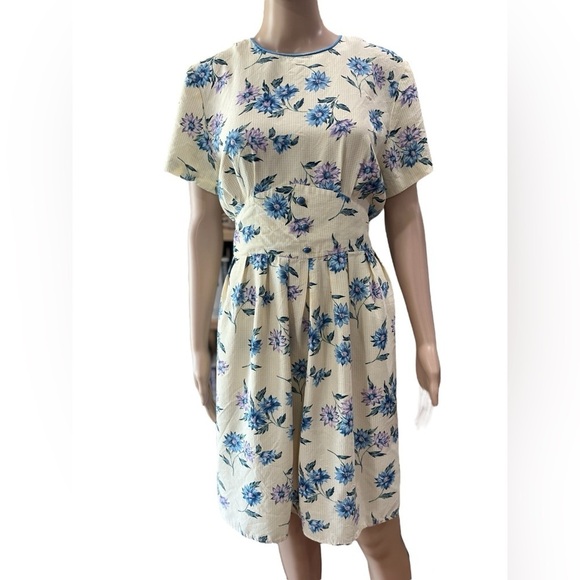 Vintage Dresses & Skirts - Whirlaway Frocks yellow Cottagecore floral Secretary Dress-10